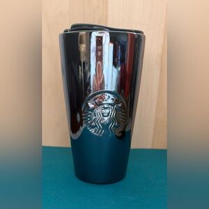 Starbucks Glossy Black Ceramic 12 oz Tumbler with Lid
